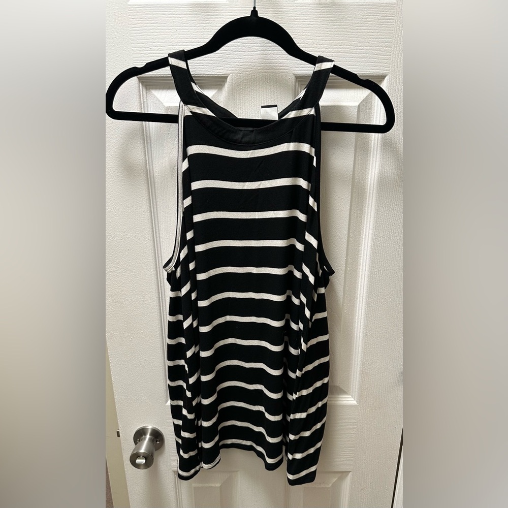 Torrid Black & White Striped High Neck Tank Top - Size 1 / 1X (14-16)